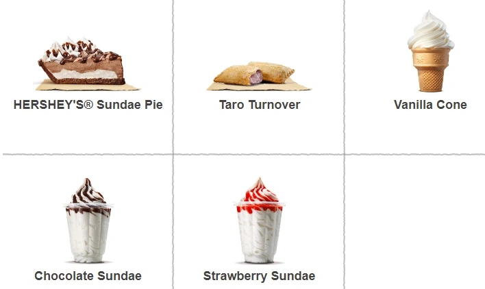Burger King Dessert Menu