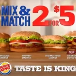 Burger King Menu Prices 2 for $5